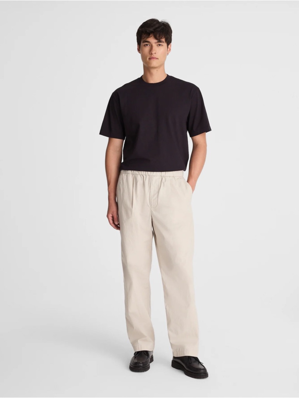 Madewell Pleated Poplin Pull-On Pant in Form Grey Size Small